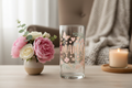 MAMA glass tumbler with elegant script lettering wildflowers hearts and butterflies in blush pink sage green and gold